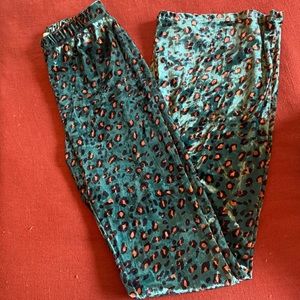 Velvet green cheetah pants
